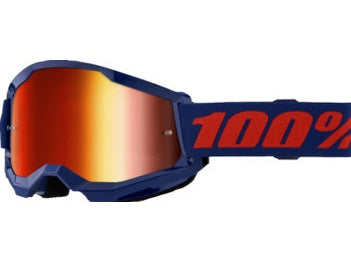 100% Strata 2 Cross Goggles Navy Blue - Red Mirror Lens (2026 collection)