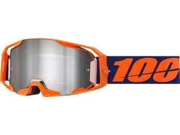 100% Armatic Crossbril Neon Orange - Silber-Spiegellinse (2025 Kollektion) - MxProStoreParts