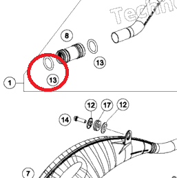 KTM OEM uitlaatrubber veer ( per stuk ) KTM SX 125/150 16- & Husqvarna TC 125 16-