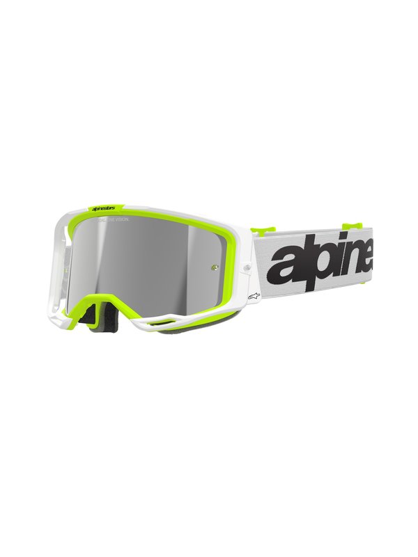 Alpinestars Vision 8 Wordmark Goggle Wit Geel Fluo Mirror Zilver