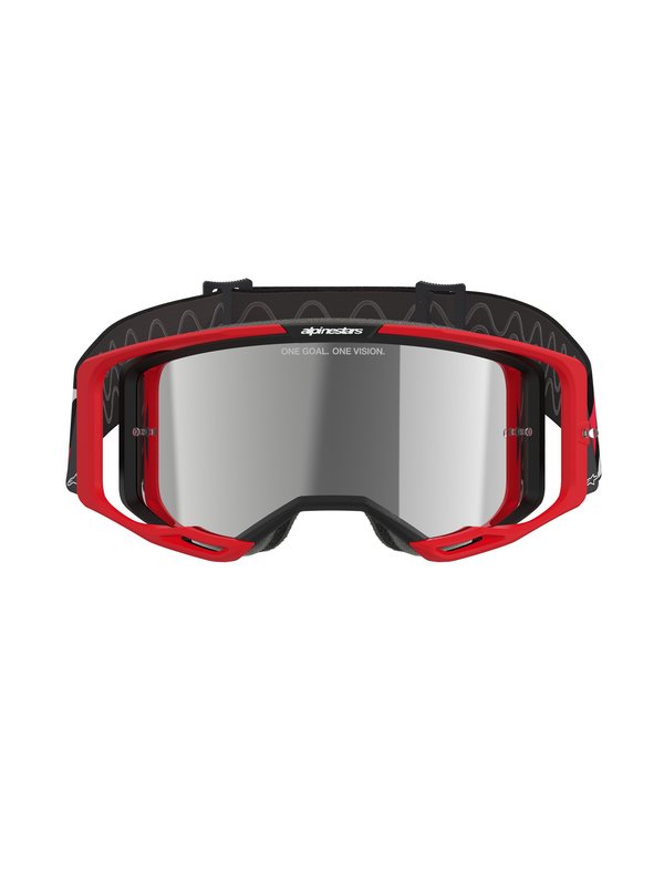 Alpinestars Vision 8 Crossbril Rood/Zwart met Zilveren Spiegellens