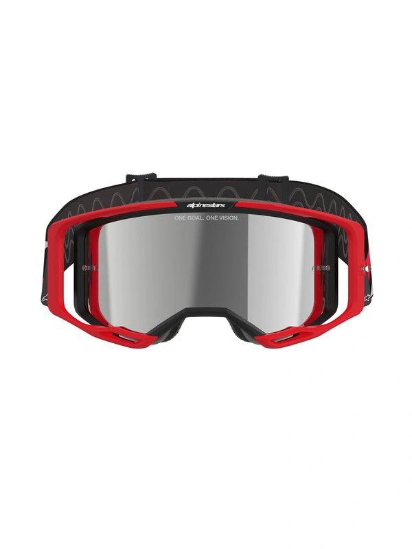 Alpinestars Vision 8 Crossbril Rood/Zwart met Zilveren Spiegellens - MxProStoreParts