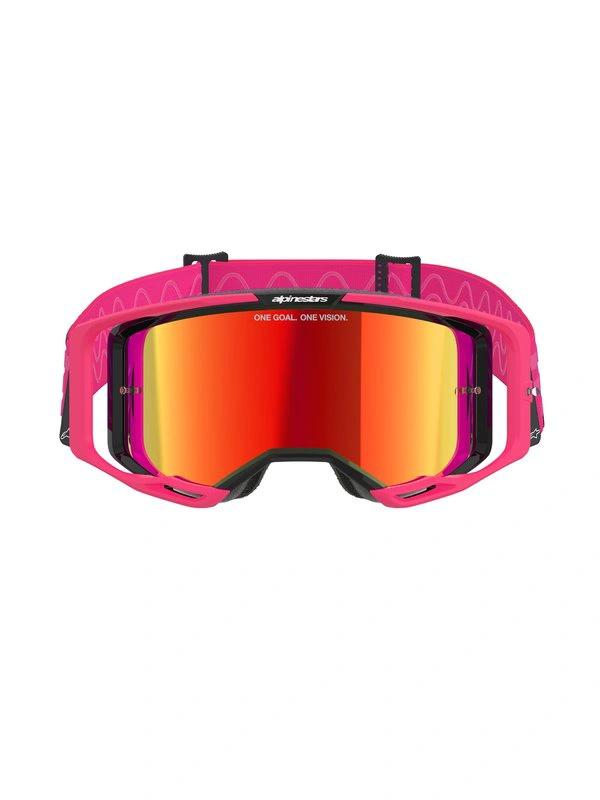 Alpinestars Vision 8 Crossbrille Rosa mit roten Spiegellinsen - MxProStoreParts