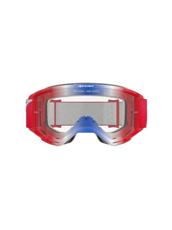 Alpinestars Vision 5 Crossbrille Rot/Weiß/Blau mit klarer Linse - MxProStoreParts