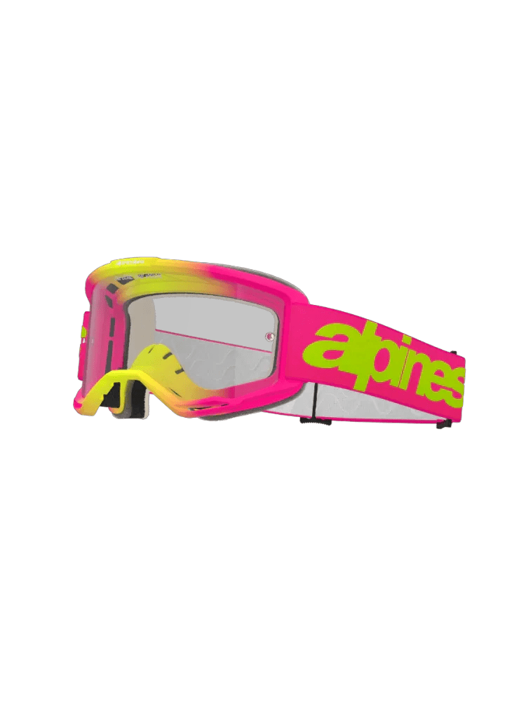 Alpinestars Vision 5 Wortmarke Crossbrille Rosa / Fluorgelb (Objektiv: Klar) - MxProStoreParts