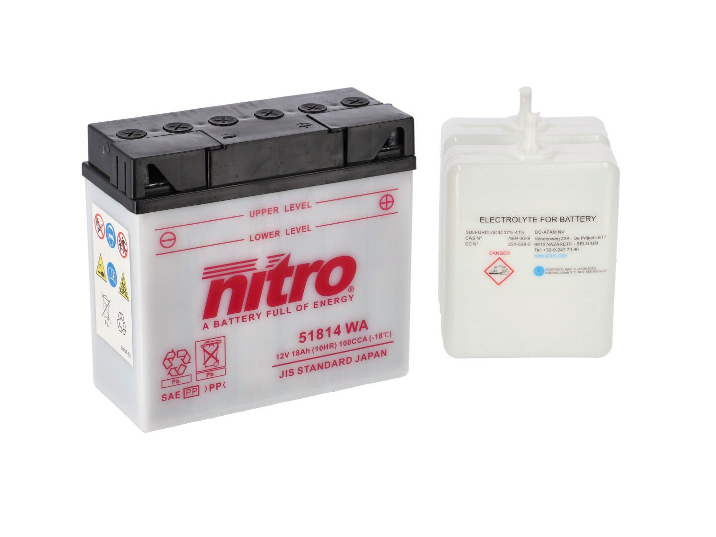 Nitro battery 51814 open with acid pack