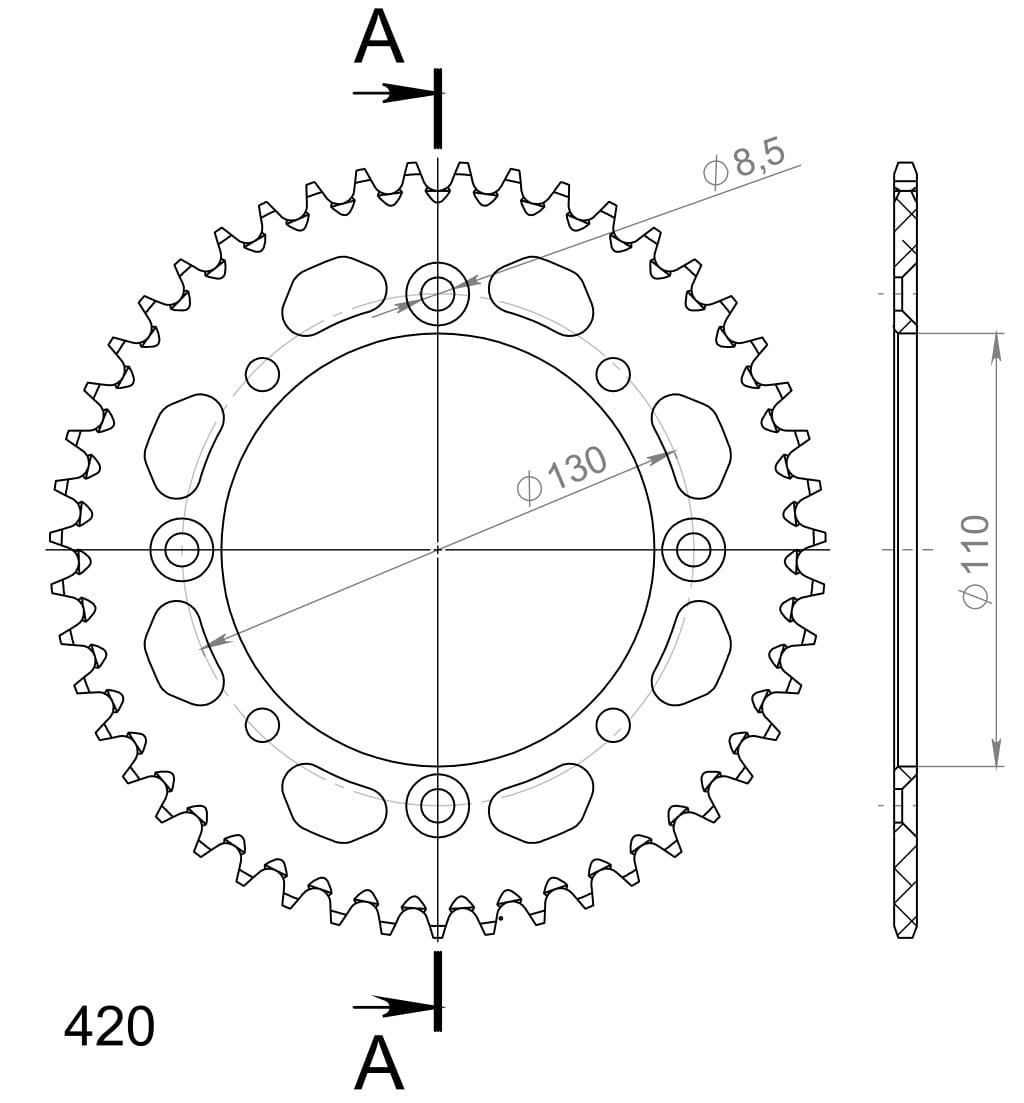 Supersprox Alu Rear sprocket KA/SU KX65 00-/RM65 03-05 Black 47