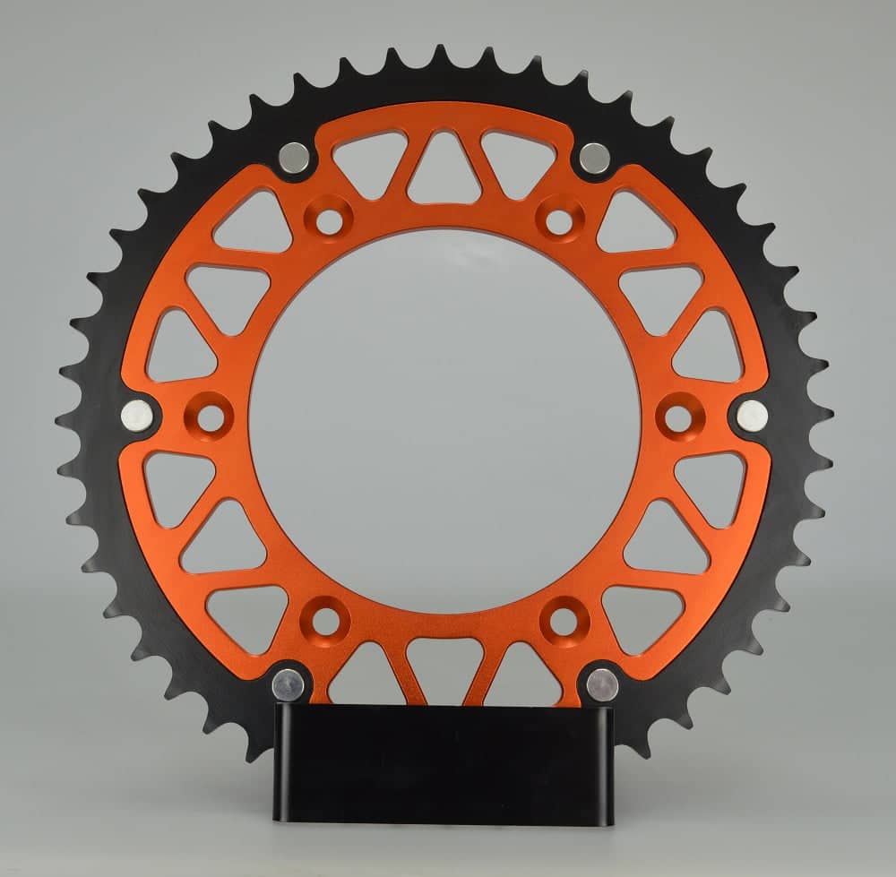 Mino achtertandwiel 49 tands staal/aluminium Oranje / Zwart KTM SX/SX-F/EXC/EXC-F 1990- & Husqvarna TC/FC/FE/TE 125/150/250/350/450/501 2014- - MxProStoreParts