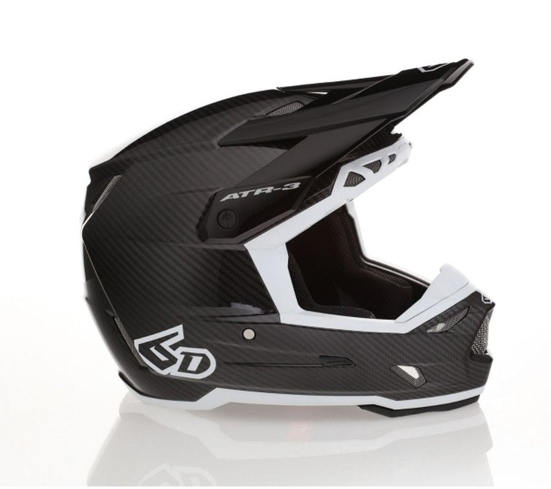 6D Helmet ATR-3 Solid Gloss Black White FIM, XS