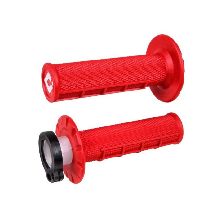 ODI Half-Waffle MX Lock-On Grip Set Red