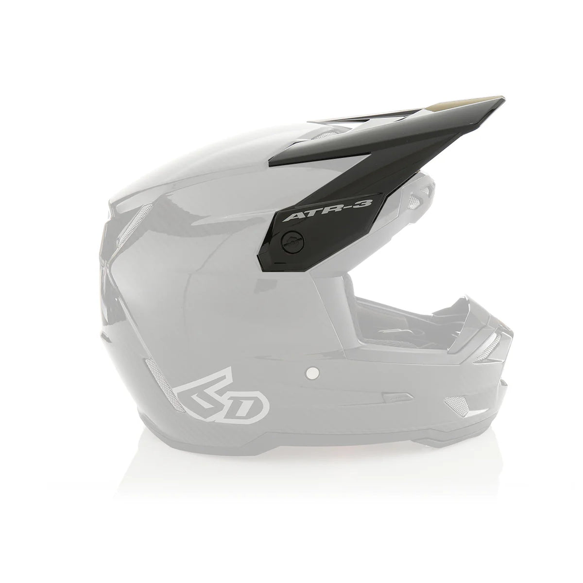 Montagevoorbeeld van de helmklep; helm niet inbegrepen: 6D Helmet ATR-3 Visor Solid Gloss Black – 09072-8001