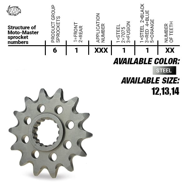 Moto Master voortandwiel 13 tands Yamaha YZ 125 & YZ 250F & WR 250F, Fantic XX/XE 125