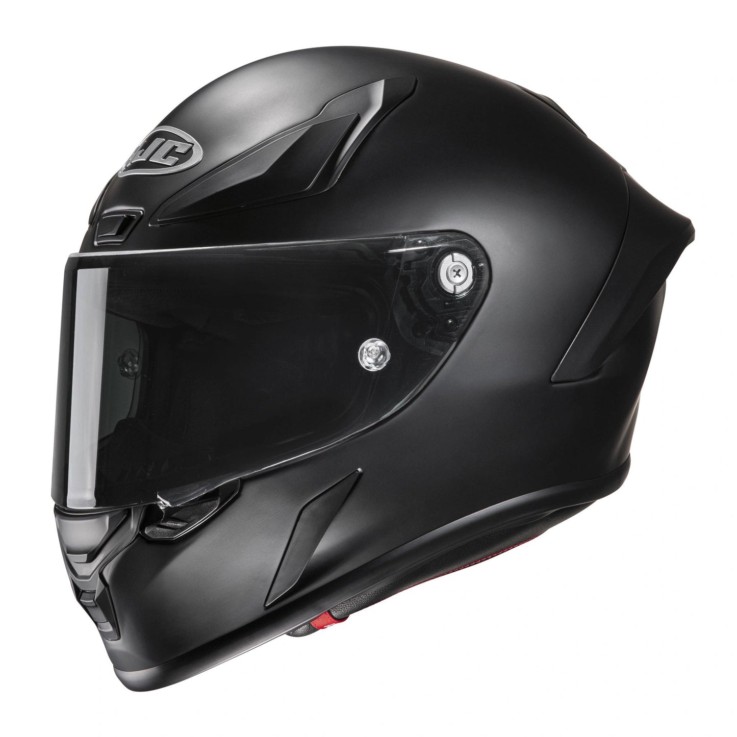 HJC RPHA 1 helmet, semi-flat black matte finish with clear visor.