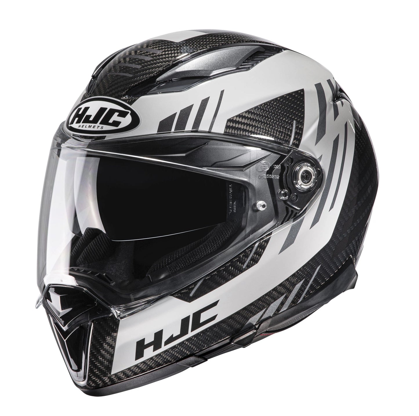 HJC F70 Carbon Kesta full-face motorcycle helmet in black/grey with carbon-fiber pattern