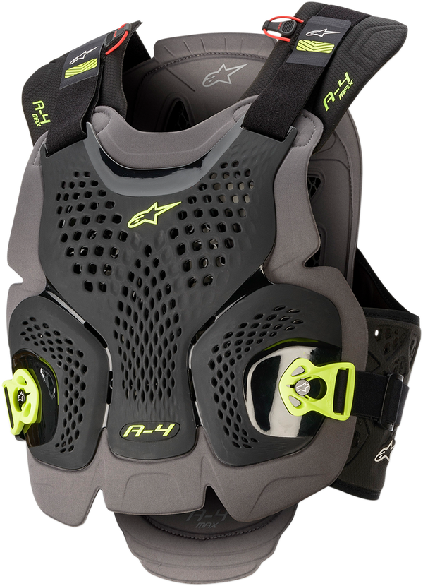Alpinestars A-4 MAX Bodyprotector Zwart / Antraciet / Fluor Geel maat M / L