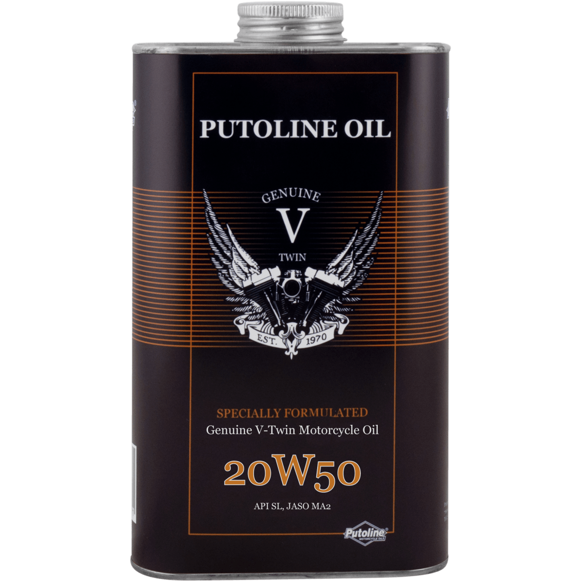 Putoline GENUINE V-TWIN 20W-50 1L FULLY SYNTHETIC, API SN, JASO MA2 - MxProStoreParts