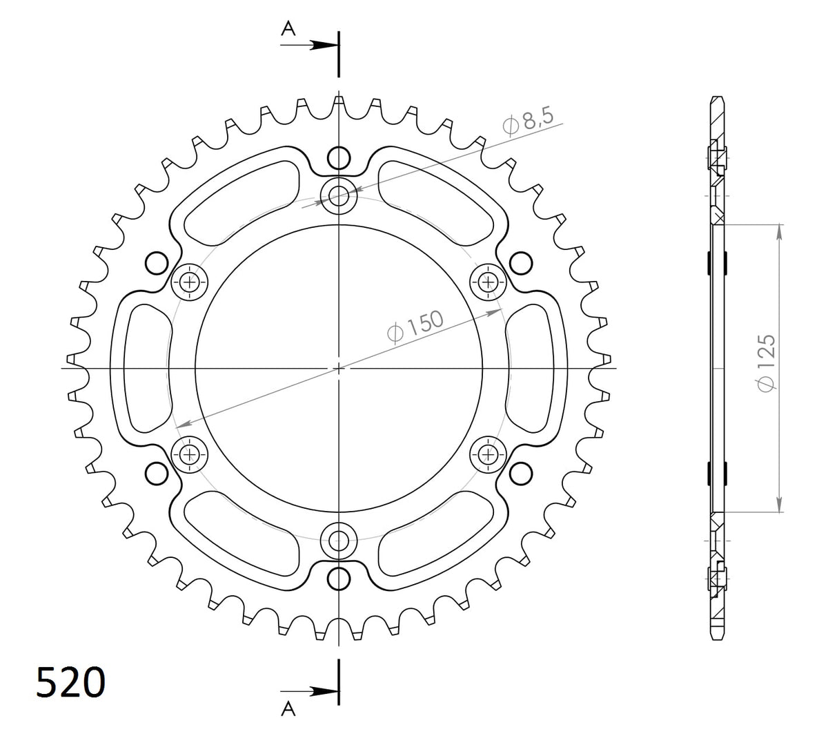 Fabrikantillustratie: Supersprox Stealth Rear sprocket Husab./Husqv./Ktm Gold 45 – RST-990:45-GLD