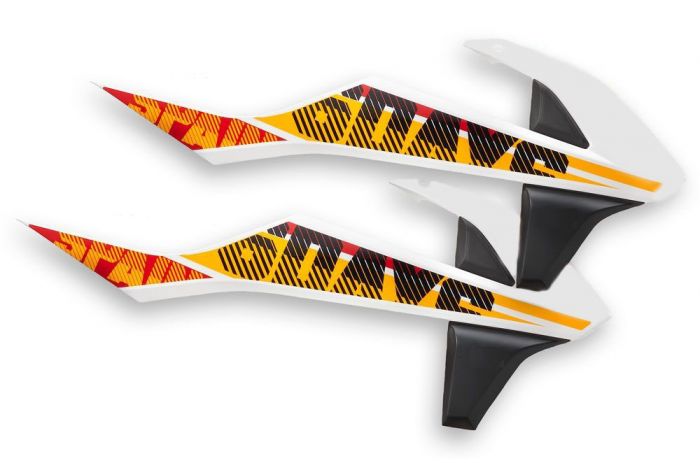 KTM OEM Sixdays 2017 Radiator Kappen Oranje/Zwart KTM SX 125/150/250 16-18 & SX-F 250/350/450 16-18 & EXC 250/300 17-19 & EXC-F 250/350/450/500 17-19