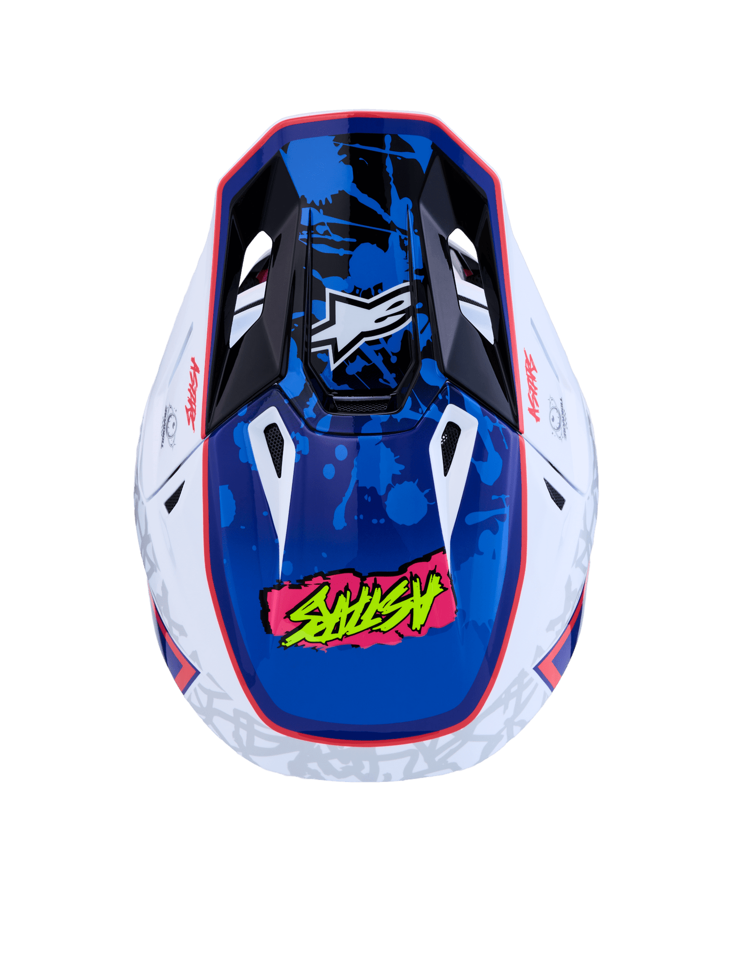 Alpinestars S-M7 Blaster Helm ECE 22.06 Wit Blauw Rood Glanzend 2027 collectie - MxProStoreParts