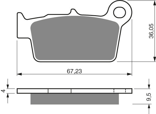 Technische illustratie: GOLDFREN Brake Pads 187 Ceramic Carbon K1 – 187 K1; uitvoering volgens artikelgegevens