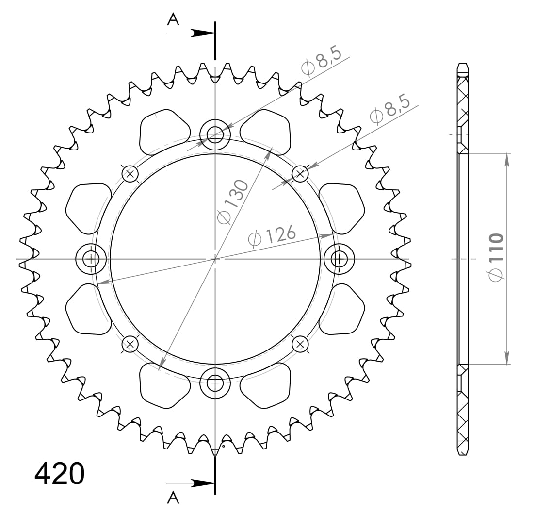 Supersprox Alu Rear sprocket KA/SU KX65 00-/RM65 03-05 Black 48