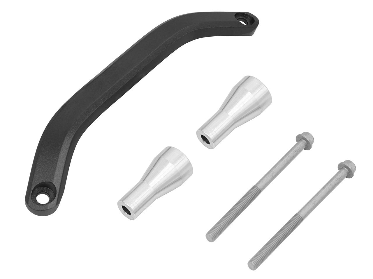 Sixty5 rear grab handle kit with black handle and silver mounting hardware (2 bolts, 2 spacers)