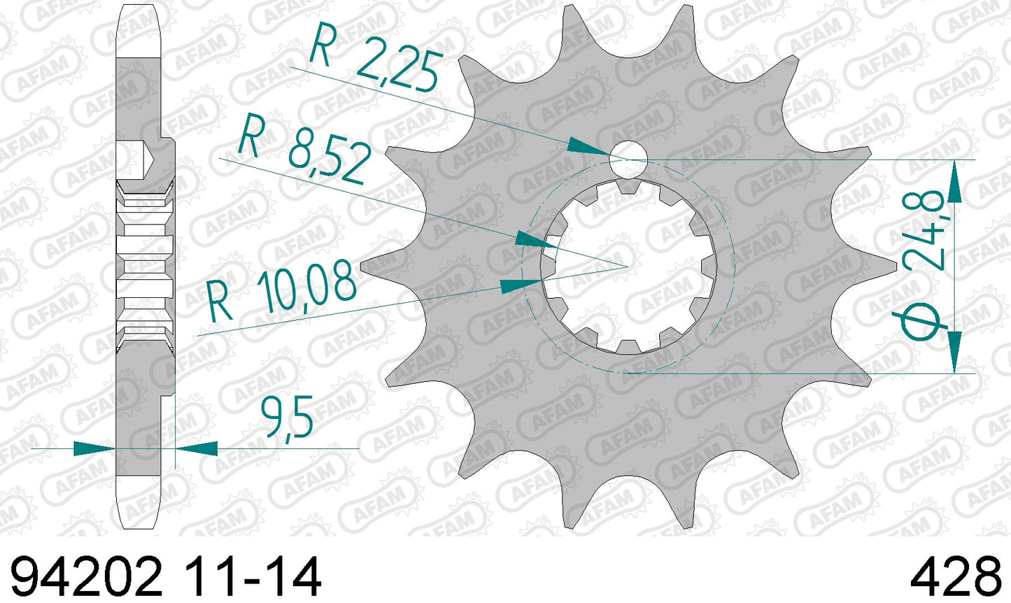 AFAM front sprocket KTM SX 85 03-17 & SX 105 04-06 & Husqvarna TC 85 14-17 & Beta RR 50 Enduro 99-01