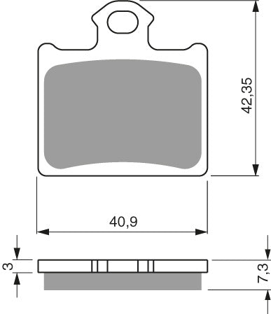 Technische illustratie: GOLDFREN Brake Pads 297 Ceramic Carbon K1 – 297 K1; uitvoering volgens artikelgegevens