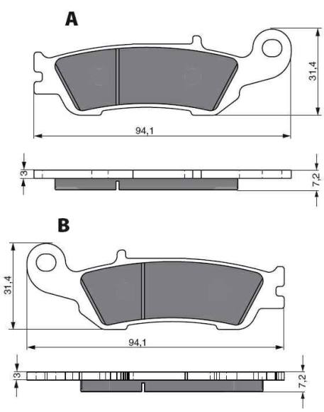 Technische illustratie: GOLDFREN Brake Pads 248 Ceramic Carbon AD – 248 AD; uitvoering volgens artikelgegevens