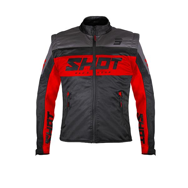 Shot Softshell Enduro Jas Volwassenen Zwart/Rood met afritsbare mouwen 2026 collectie
