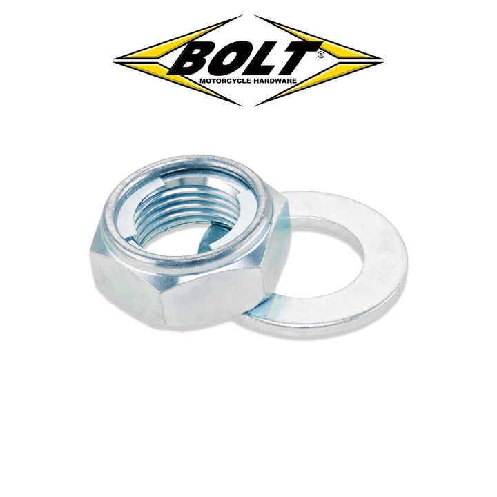 Bolt achteras moer + ring M20 Kawasaki KX 125/250 85-92, KX 500 85-04, Yamaha YZ 125/250 00-24