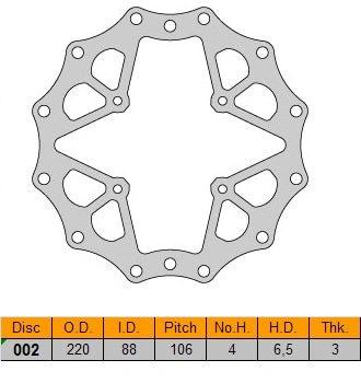 Delta Braking voor remschijf ( 220mm ) Type D Honda CR 80R 96 - 02 & CR 85R 03 - 07 & CRF 150R 07 - 15 - MxProStoreParts