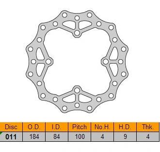 Delta Braking hintere Bremsscheibe ( 184mm ) Typ D Kawasaki KX 85 01 - 15 & KX 100 01 - 15 - MxProStoreParts