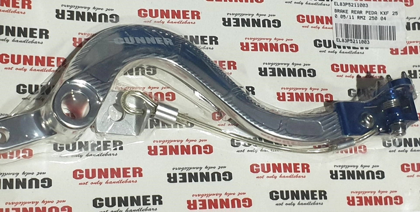 Gunner Bremspedal + Bremsenschoner silber Kawasaki KX 250F 05 - 20 & Suzuki RM - Z 250 05 - 06 - MxProStoreParts