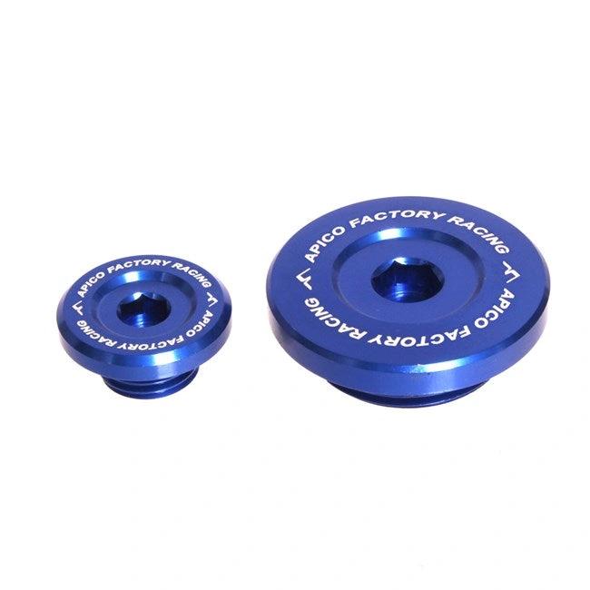 Apico Blockstecker aus Aluminium blau für Yamaha YZ 450F 06 - 09, WR 250F 03 - 14, WR 450F 03 - 15 - MxProStoreParts