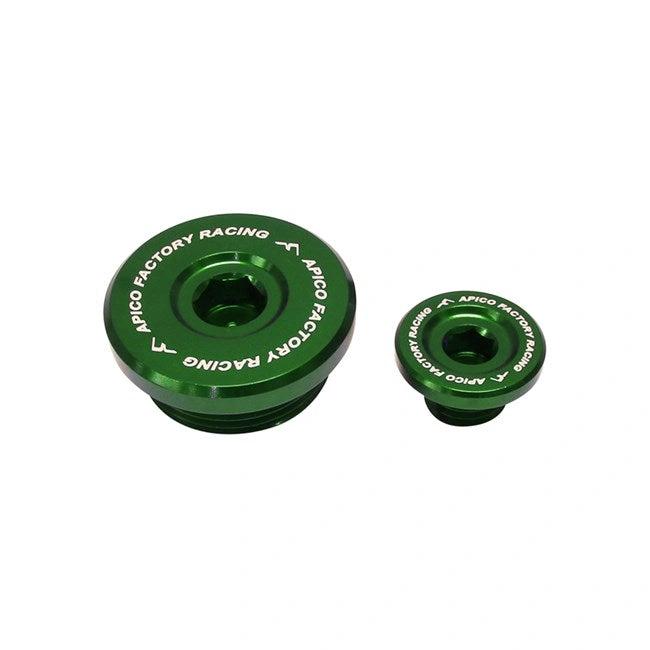 Apico Blok Stecker aus grünem Aluminium für Kawasaki KX 250F 04 - 10 sowie Suzuki RM-Z 250 04 - 06 – MxProStoreParts