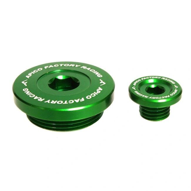Apico Zylinderblockstopfen Aluminium grün passend für Kawasaki KX 250F 11 und KX 450F 09 – MxProStoreParts