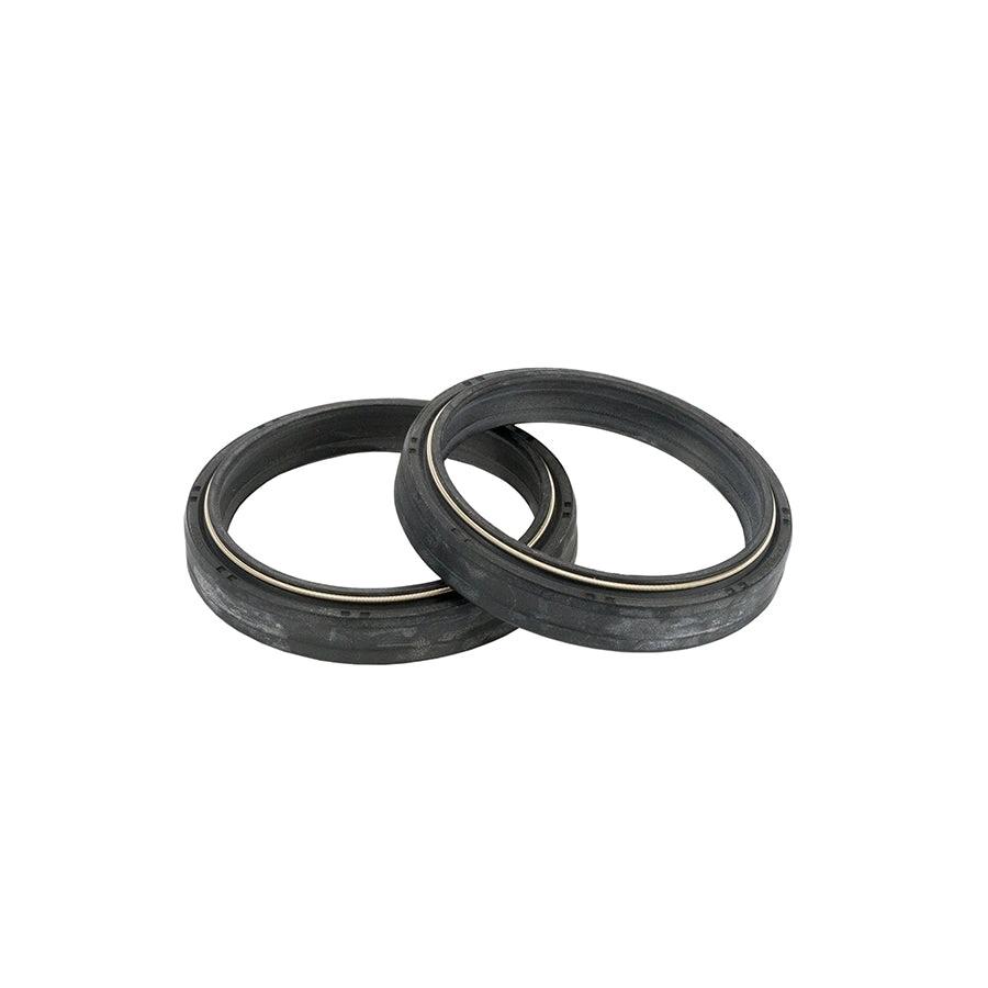 Showa oil seal pair; black rubber with metal inner lip, 48x58x8.5/10.5
