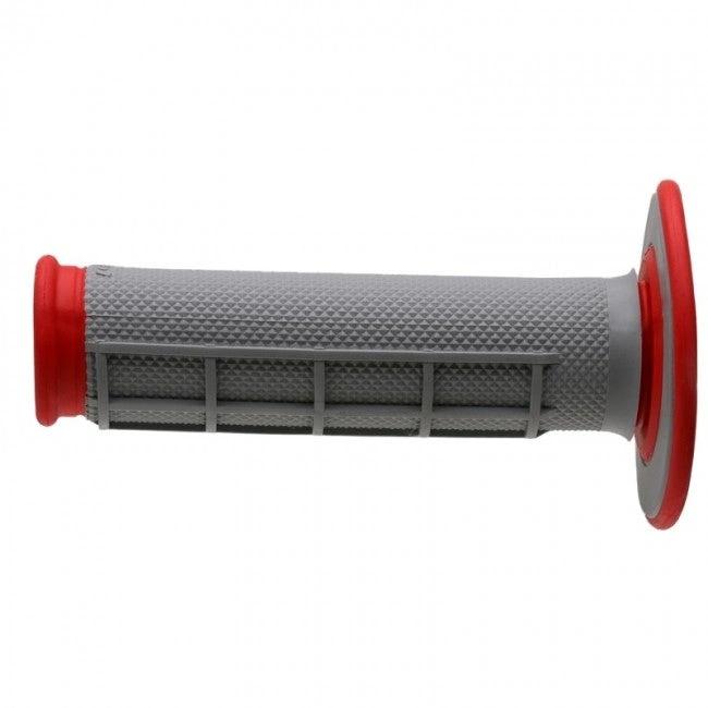 Renthal Lenkergriffe Duallayer Diamant-Halb-Waffel / Konisch Rot / Grau G156 - MxProStoreParts