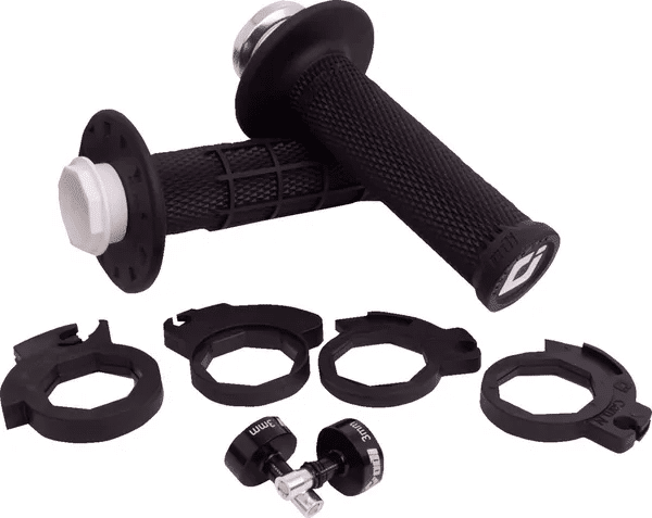 Odi Micro-X Lock-On handvaten Half Waffle Zwart/Zilver (voor KTM/Husqvarna/Gas Gas 50/65cc) & Kawasaki KX 65/85 - MxProStoreParts