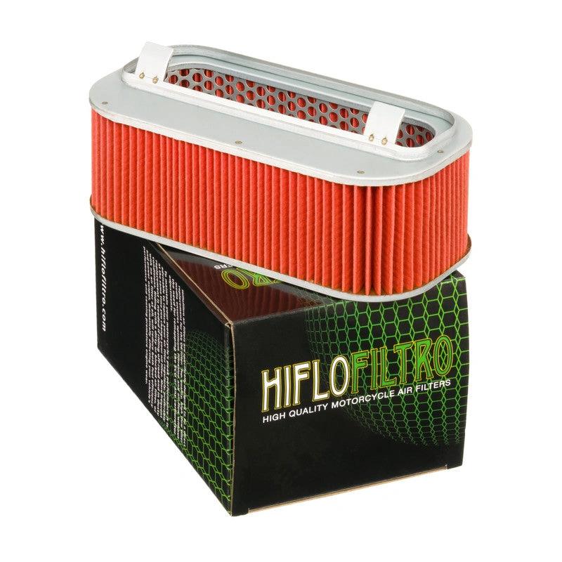 HiFlo HFA1704 motorcycle air filter, red pleated paper with metal frame
