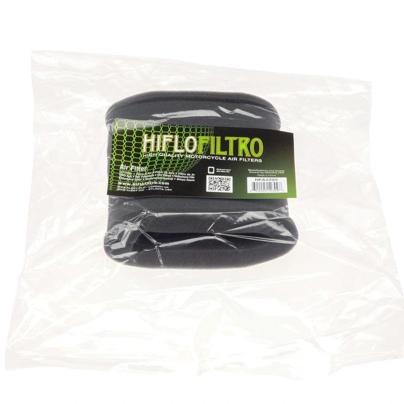 Hiflo air filter HFA2202 black HiFlo brand in clear plastic packaging