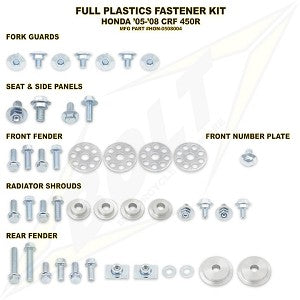 Bolt Volledige plastic set schroeven set Honda CRF 250R 04-09 & CRF 250X 04-17 & CRF 450R 05-08 & CRF 450X 05-16