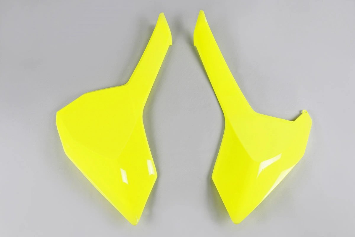 UFO Seitenkennzeichen in Leuchtgelb für Husqvarna TC 125 16 - 18 und TC 250 17 - 18 und FC 250/350/450 16 - 18 und TE 250/300 17 - 19 und FE 250/350/450/501 17 - 19 - MxProStoreParts