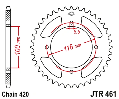 JT Rear Alu Sprocket 7075 T6 Black JTA461.50BLK