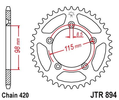 JT Rear Alu Sprocket 7075 T6 Black JTA894.46BLK