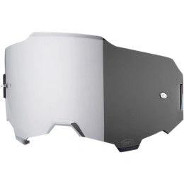 X - FUN Zilvere Spiegellens voor 100% Armega crossbril tear off - MxProStoreParts