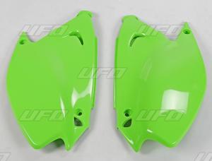 UFO Side Number Plates Green Kawasaki KX 125/250 03-08