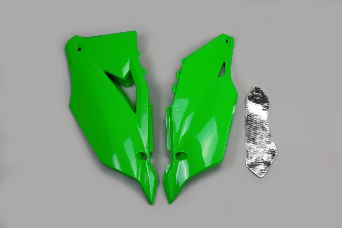 UFO Seitenkennzeichenplatten Grün Kawasaki KX 250F 2021 - 2024 & KX 450F 2019 - 2023 - MxProStoreParts