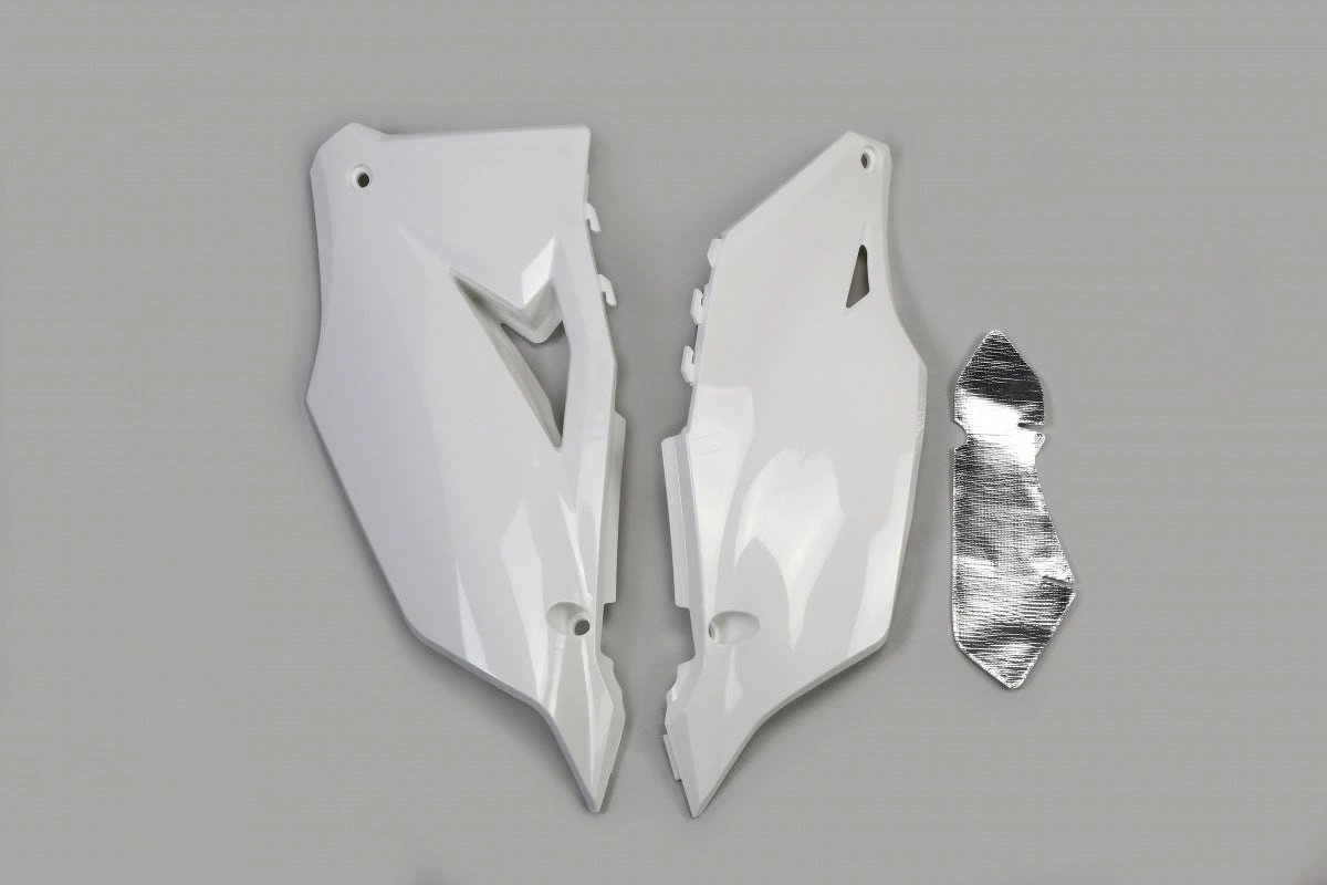 UFO Seitennummernschilder Weiß für Kawasaki KX 250F 2021 - 2024 und KX 450F 2019 - 2023 - MxProStoreParts